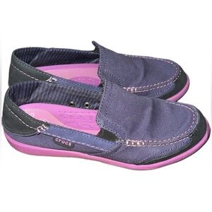 CROCS Women's Navy and Pink Loafers